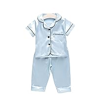 Satin Silk Pajamas Set for Baby Girls Boys Cute Cartoon Tops Pants Loungewear