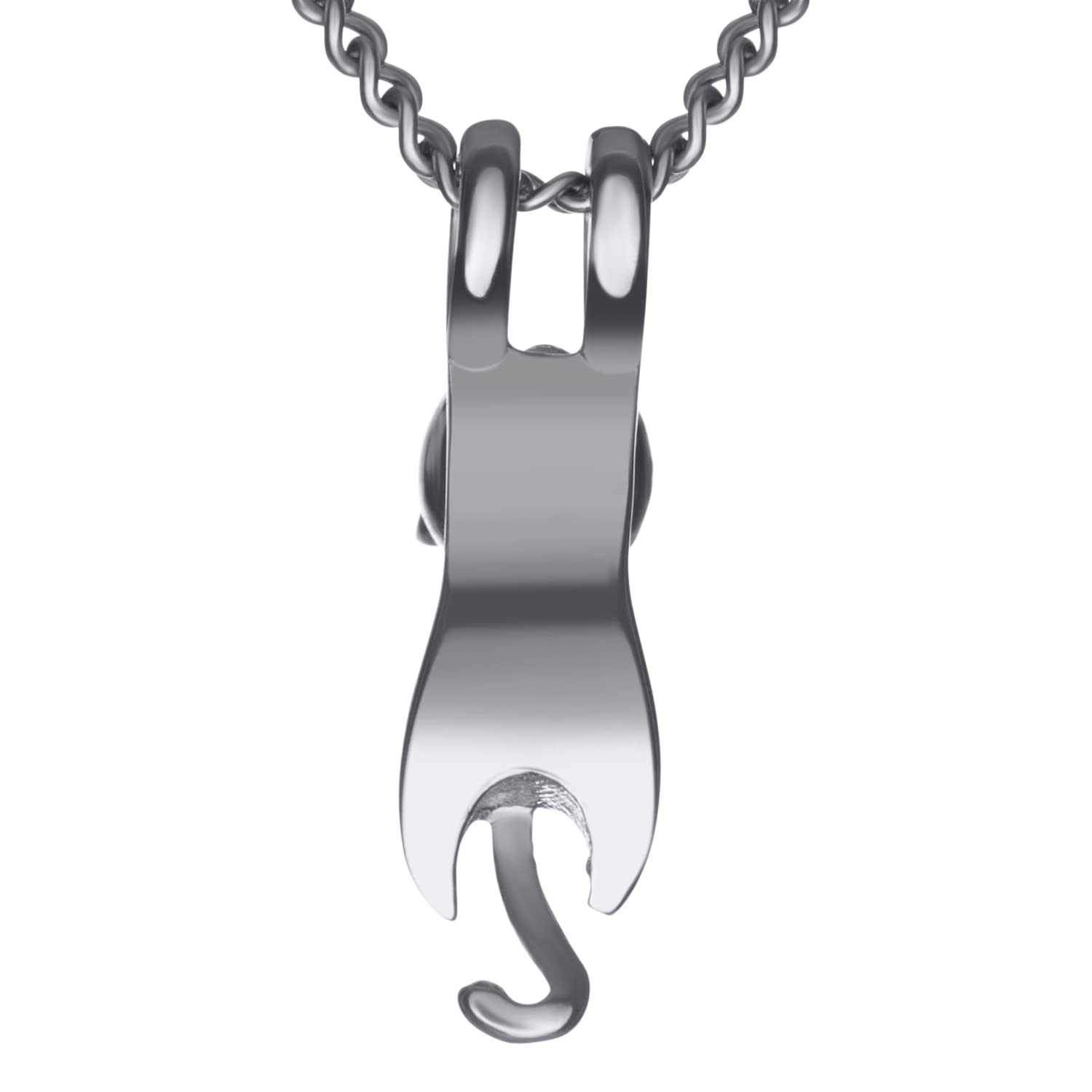 Small Stainless Steel Hanging Kitty Cat Necklace Pendant Silver Hue Polish