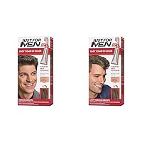Just For Men Easy Comb-In Color Men's Hair Dye, No Mix Comb Applicator - Medium Brown A-35 and Light-Medium Brown A-30, Pack of 2