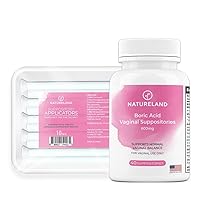 [40 Count Boric Acid Suppositories 600mg w/ [10 Pack] Vaginal Applicator - Feminine Care