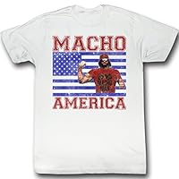 Macho Man Shirt Macho America Adult White Tee T-Shirt