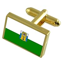 Medellin City Colombia Gold-Tone Flag Cufflinks