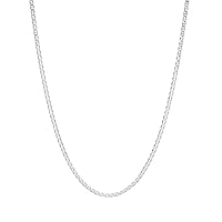 NYC Sterling Silver Chain Link Necklace – 2mm Premium 925 Sterling Silver Necklace for Women and Men – Dainty Flat Mariner Silver Chain Necklace – Ideal for Birthday, Valentine’s Day, Anniversary