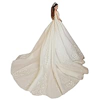 Tsbridal Ball Gown Wedding Dresses Long Sleeves Lace Wedding Dress