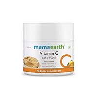 Mamaearth Vitamin C Face Mask | Organic & Natural Exfoliating Facial Pack with Kaolin Clay | for Skin Illumination | All Skin Types | 3.53 Oz (100g)