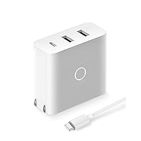 zPower 3-Port Travel Charger with 25W PPS Support: 45W USB-C PD and 18W-Split Dual USB-A Wall Charger (White) [Note: This is Not a 45W PPS Charger for Galaxy Note10+]