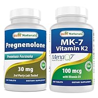 Best Naturals Pregnenolone 30 Mg & Vitamin K2 (MK7) with D3