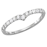 The Diamond Deal 10kt White Gold Womens Round Diamond Chevron Stackable Band Ring 1/4 Cttw