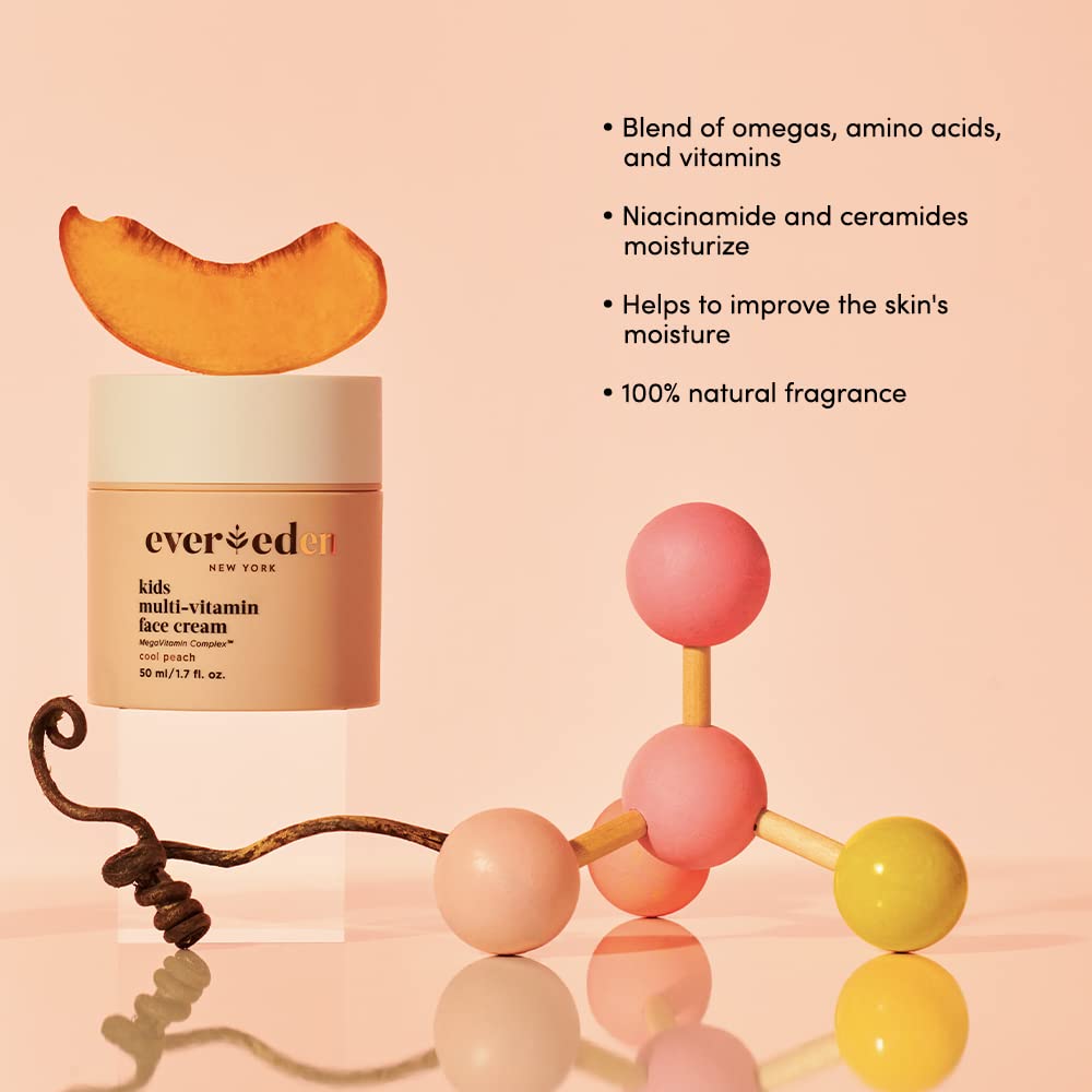 Evereden Premium Baby Sunscreen SPF 30, 2 fl oz, Evereden Kids Face Cream: Cool Peach, 1.7 oz. & Evereden Kids Face Wash: Cool Peach, 3.4 fl oz. | 3 Item Bundle Set | Clean & Natural Skincare