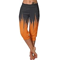 FunAloe Womens Cropped Trousers Tie Dye Gradient Print Cropped Pants Workout 3/4 Trousers Summer Plus Size Outdoor Sports Capris with Pocket Sweatpants Activewear Gym Leggings Clothes Women