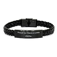 Proud to Have a Little Braided Leather Bracelet, Dog Present From Friends, Unique Engraved Bracelet For Dog Lovers
