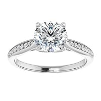 1.48 CT Round Moissanite Engagement Ring Wedding Bridal Ring Set Solitaire Accent Halo Style 10K 14K 18K Solid Gold Sterling Silver Anniversary Promise Ring Gift for Her