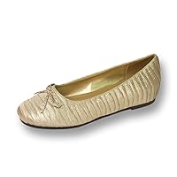 Fuzzy Lizzy Women Wide Width Casual Flats Skimmer Metallic with Glitter Everyday Shoes