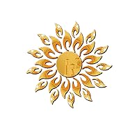 Sun Sunshine Spark Fire Round Flower Acrylic Wall Sticker, Acrylic 3D Silver Crystal Mirror Effect Modern DIY Art Wall Decal Home Living Room TV Background Decoration Detachable