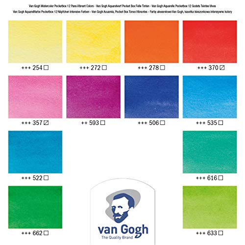 Van Gogh Watercolor Paint Set, Plastic Pocketbox, 12-Half Pan General  Selection