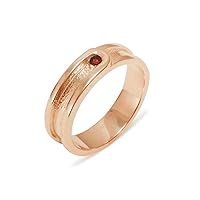 14k Rose Gold Natural Garnet Mens Band Ring - Sizes 6 to 12 Available