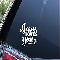 Jesus Loves You/Vinyl Decal Sticker/ 6in x 8in (White Text)