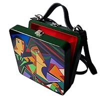 Women's Wooden handbag - unique purse - cubism design