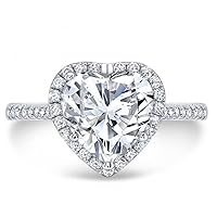 Riya Gems 2.50 CT Heart Moissanite Engagement Ring Wedding Eternity Band Vintage Solitaire Halo Setting Silver Jewelry Anniversary Promise Vintage Ring Gift for Her