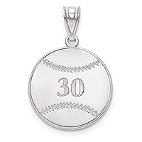 14k White Gold Baseball Customize Personalize Engravable Charm Pendant Jewelry Gifts For Women or Men (Length 0.72