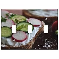 Switch Plate Triple Toggle - Sandwich Cucumber Radish Yogurt Food Bread