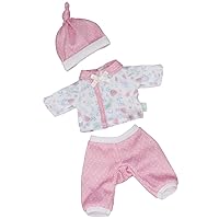 JC Toys | Berenguer Boutique | La Baby Doll Outfit | 3 Piece Pink and White Onesie|Washable| Ages 2+ | Fits Dolls 9