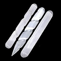 Himalayan Glow 1063 WBM Selenite Healing Crystals, 2 Wands with Single Massage Stick – 3 Count