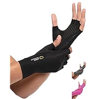 Copper Compression Arthritis Gloves | Fingerless Arthritis Carpal Tunnel Pain Relief Gloves For Men & Women | Hand Support Wrist Brace For Rheumatoid, Tendonitis, Swelling, Crocheting, Typing (L)
