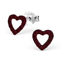 Hypoallergenic Heart Stud Earrings With Crystals for Girls (Nickel Free and Safe for Sensitive Ears)