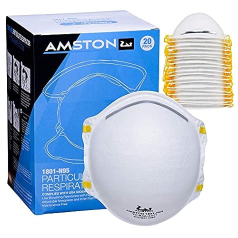 Amston N95 Disposable Dust Masks (20 Count), NIOSH Certified Particulate Respirators