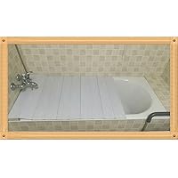 Bathtub Bath Lid Tray Bathtub Insulation Cover Shutter PVC Storage Stand Folding Can Put Mobile Phone Tablet Computer (Color : White, Size : 148x80x0.65cm)
