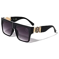 Eminent - Flat Top Classic Square Side Floating Coin Lion Head Medallion Hip Hop Sunglasses