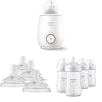 Fast Baby Bottle Warmer & Natural Response Baby Bottle Nipples Flow 1 & Natural Baby Bottle, 9oz, 4pk, SCY903/04