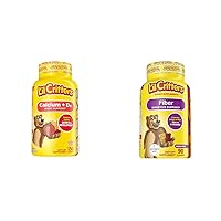L’il Critters Calcium + D3 Daily Gummy Supplement for Kids, for Bone Support, Orange, Strawberry & Fiber Daily Gummy Supplement for Kids, for Digestive Support, Berry and Lemon Flavors, 90 Gummies