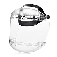 Sellstrom Dual Crown Safety Face Shield with Ratchet Headgear and Chin Guard, Clear Tint, Sta-Clear Anti-Fog Coating, Clear Crown, S38440