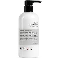 Anthony Glycolic Facial Cleanser for Men – Daily Cleansing Face Wash and Shave Prep – Hydrating, Exfoliating, and Gentle on Sensitive Skin – Non-foaming, 16 Fl Oz