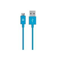 Monoprice USB Type-A to Micro Type-B Cable - Polycarbonate Connector Heads, 2.4 Amp, 22/30AWG, 6 Feet, Blue - Select Series