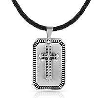 Montana Silversmiths Christian Faith Cross Men's Necklace (Striking Edge Cross Dog Tag)
