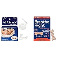AIRMAX and Breathe Right Nasal Dilators - Anti Snoring, Congestion Relief and Better Breathing Solutions (Medium - Clear, Extra Strength Tan 26ct)