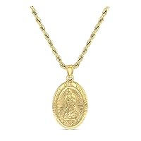 Men Women Gold Finish Our lady of guadalupe holy pendant necklace Stainless Steel Jewelry Catholic Mary,the Holy Mother of God 24