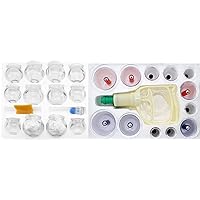 18 Pics Cupping set ~ 12 Thick Glass Cupping With Free 6 pcs Vacuum Cupping 2 X Extra Large ; 4 X Large ; 4 X Medium ; 2 X Small and 6 Pieces Vacuum Cupping