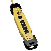 Tripp Lite 6 Outlet Industrial Safety Surge Protector Power Strip, 15ft Cord, Cord Wrap & Hang Holes, Metal, Lifetime Limited Warranty & $75K INSURANCE (TLM615SA) Black/Yellow