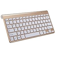 Zedo Wireless Bluetooth Keyboard, Low-noise Ultra-thin Mini 2.4G Wireless Desktop Cordless Keyboard for PC Laptop Windows (Gold)
