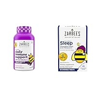 Zarbee's Children's Elderberry Immune Support Gummies with Vitamin C, Zinc, Natural Berry Flavor, 70 Count & Kids 1mg Melatonin Chewable Tablet Drug-Free & Effective Sleep Supplement