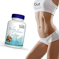 15 Day Cleanse - Gut and Colon Support | Latest Gut Cleanse Detox with Senna, Cascara Sagrada & Psyllium Husk | Non-GMO | Made in USA | 30 Capsules Bottle
