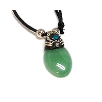 Oval Semi Precious Healing Gemstone Crystal Cabochon Pendant Resin Chrysocolla Adjustable Necklace - Womens Fashion Handmade Jewelry Boho Accessories