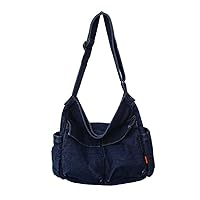 Denim Shoulder Bag Casual Style Lightweight Retro Travel Shopper Crossbody Handbag for Women Jean Tote Purse