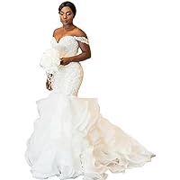 Women's Floor Length Off-The-Shoulder Wedding Dresses Elegant Mermaid Lace Beach Wedding Dresses for 2024