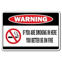 If You are Smoking in Here You Better Be On Fire Warning Decal No Smoke Fun