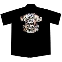 Devil Skull Biker Work Shirt, Booze Bikes Broads